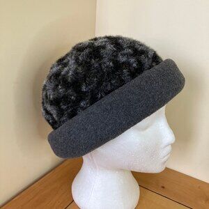 Grey Faux Fur Fleece Winter Hat Pro-Tide Lined Women's Cloche